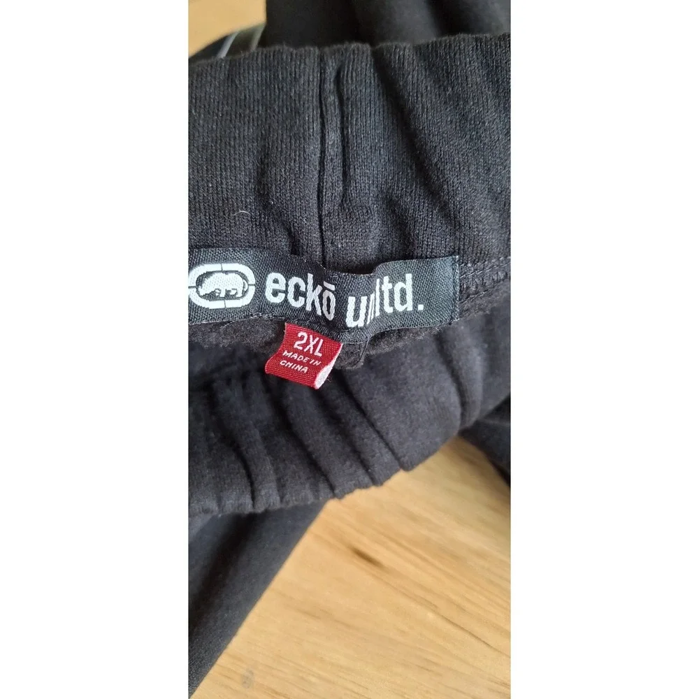 Ecko Unltd Jogger Sweatpants Mens 2XL Black Red White Spellout Hip Hop Y2K